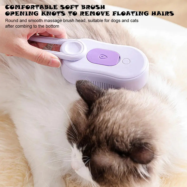 3-in-1 Pet Steam Brush Cat Dog Hair Electric One-click