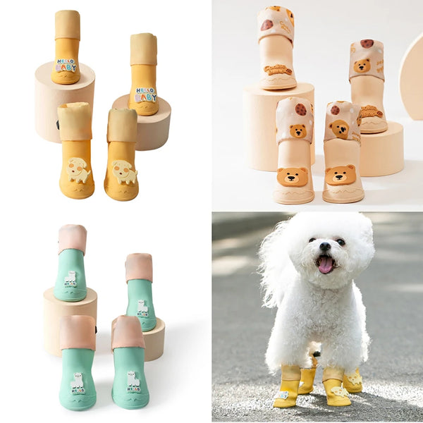 4pcs Dogs Shoes Anti Slip