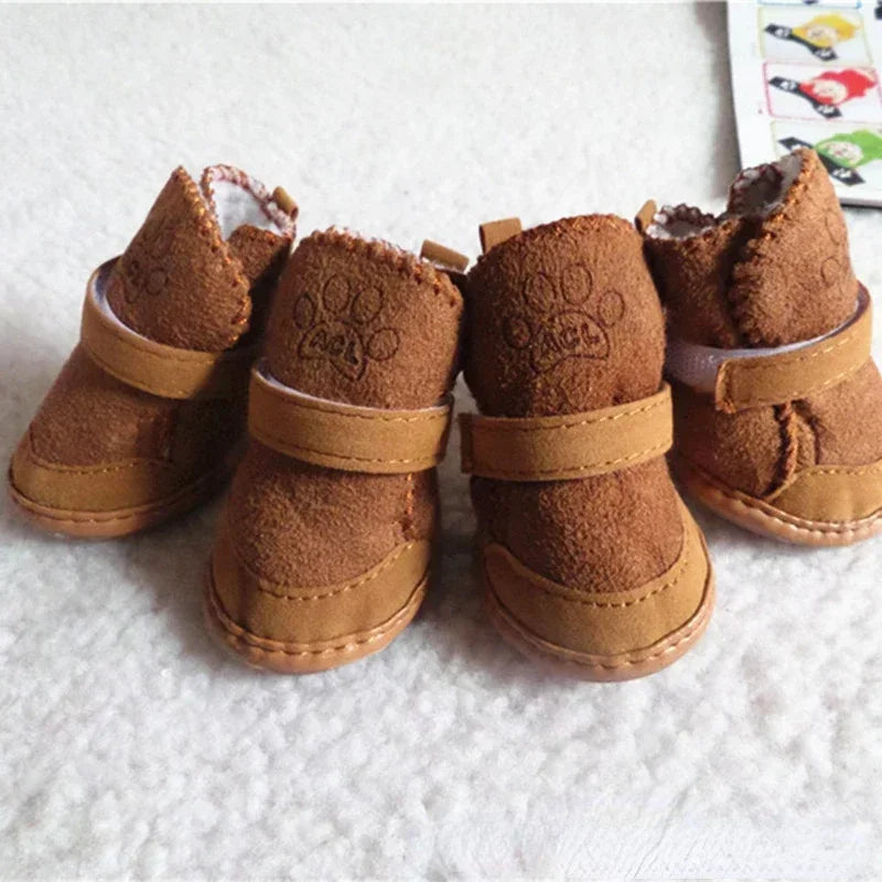 4pcs/set Pet Dog Shoes Winter